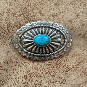 Ariat Silver and Turquoise Oval Brooch